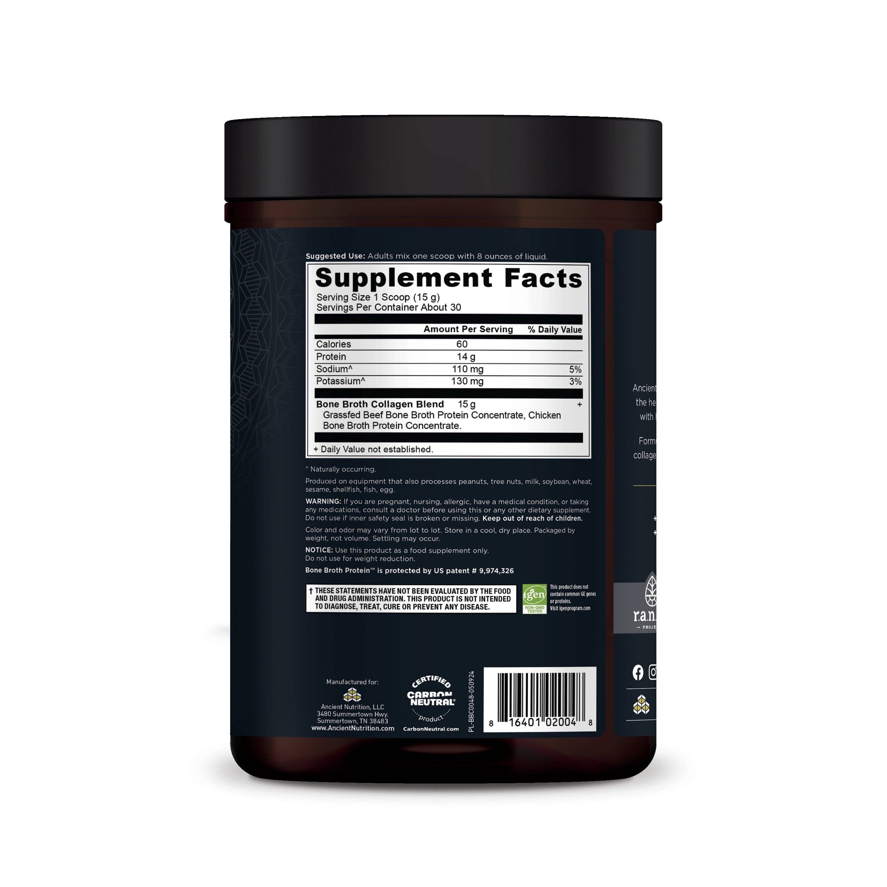 Black Bone Broth Collagen Protein | Powder Pure (30 Servings) for wholesale on Faire3