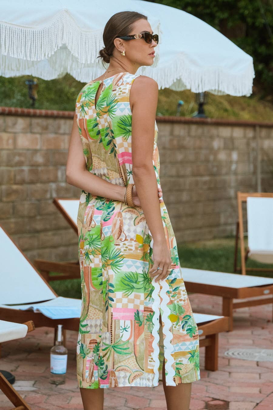 Ivory Multi Plus Resort Style Printed Shift Midi Dress for wholesale on Faire4