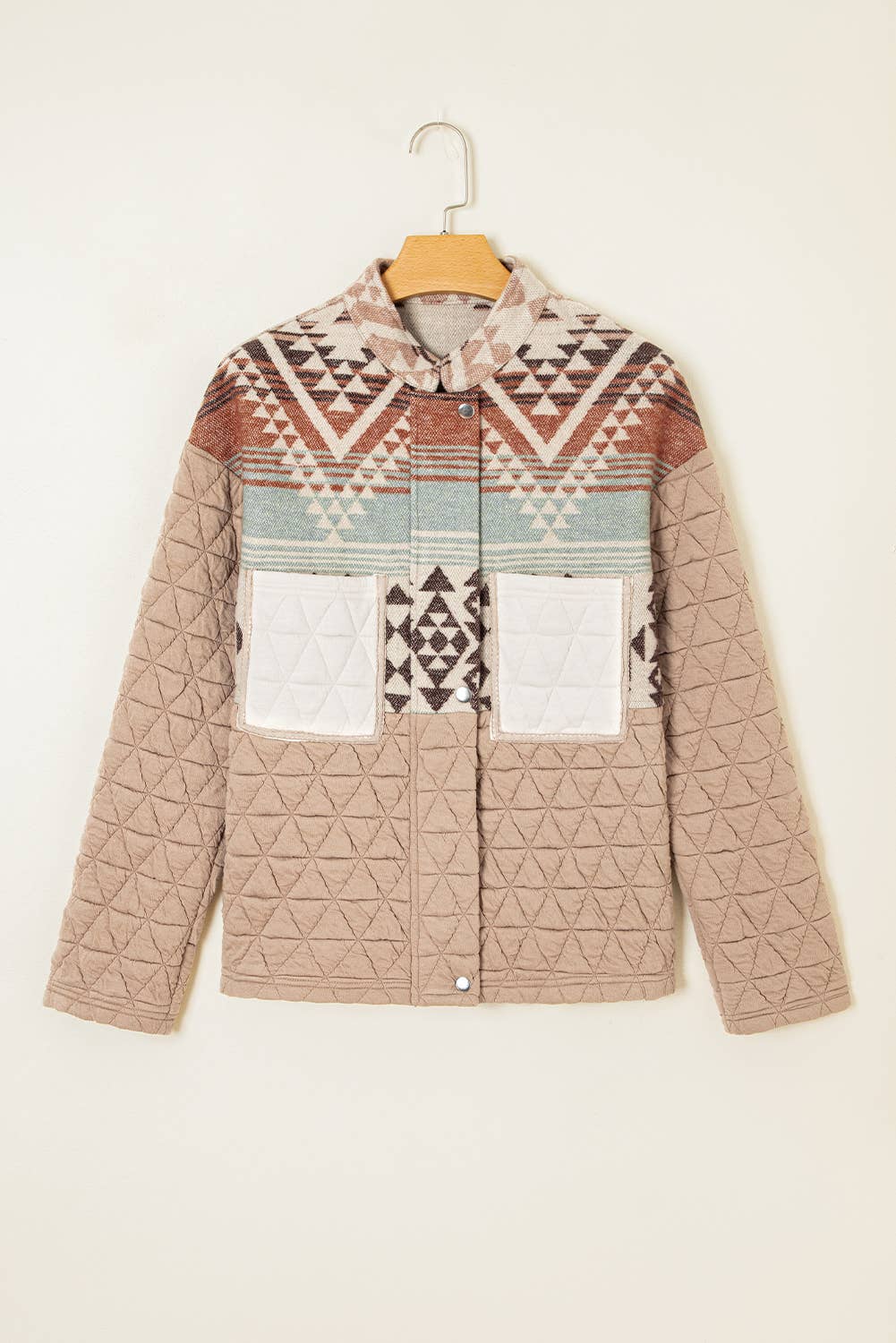 Beige Veste de mode western aztèque matelassée patchwork 66 (S-XL) en vente sur Faire2