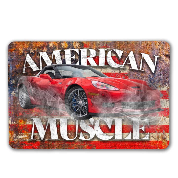Corvette American Muscle Sign for wholesale by Real Cool Stickers & Stuff