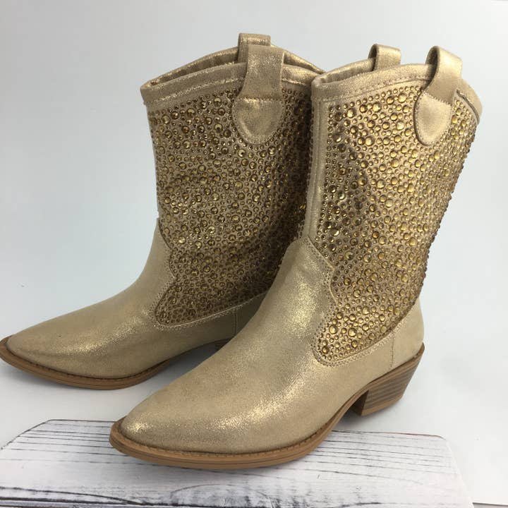 Gold rhinestone cowboy boots adult for wholesale by SongLily