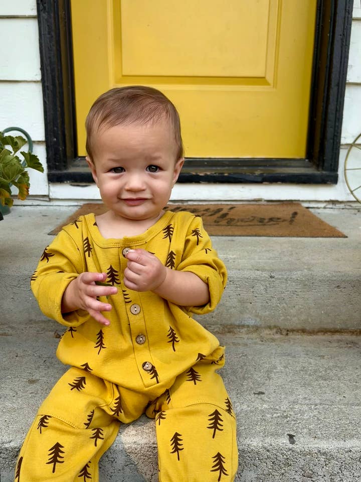 Mustard Trees Pocket Romper for wholesale by Evvie Bean's