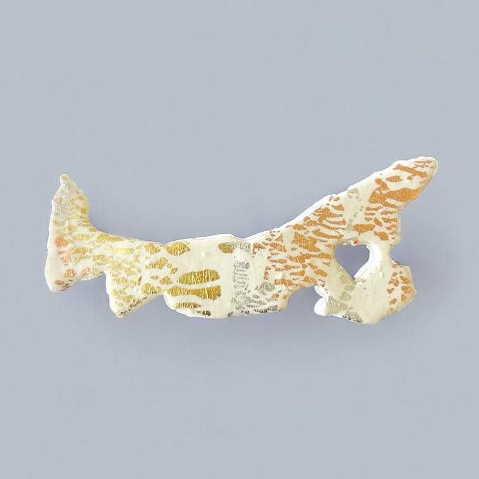 Nova Scotia Fridge Magnet Handmade from Clay & Mixed Foil Flakes for wholesale by Sassy Sacha Jewelry