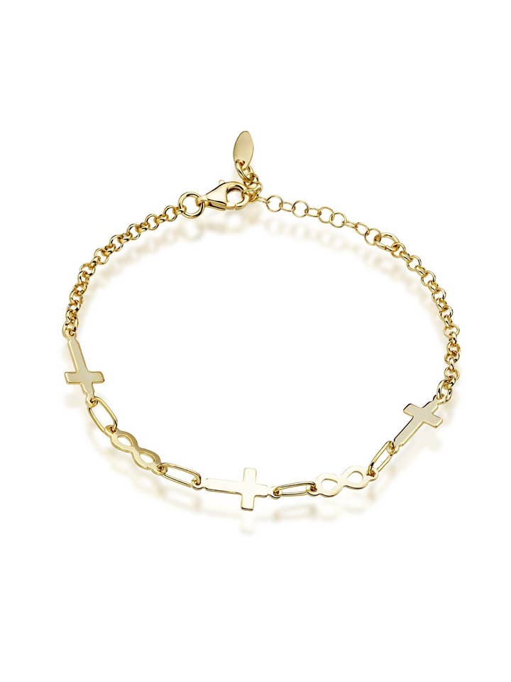 925 sterling silver cross & infinity bracelet for wholesale by AVENS