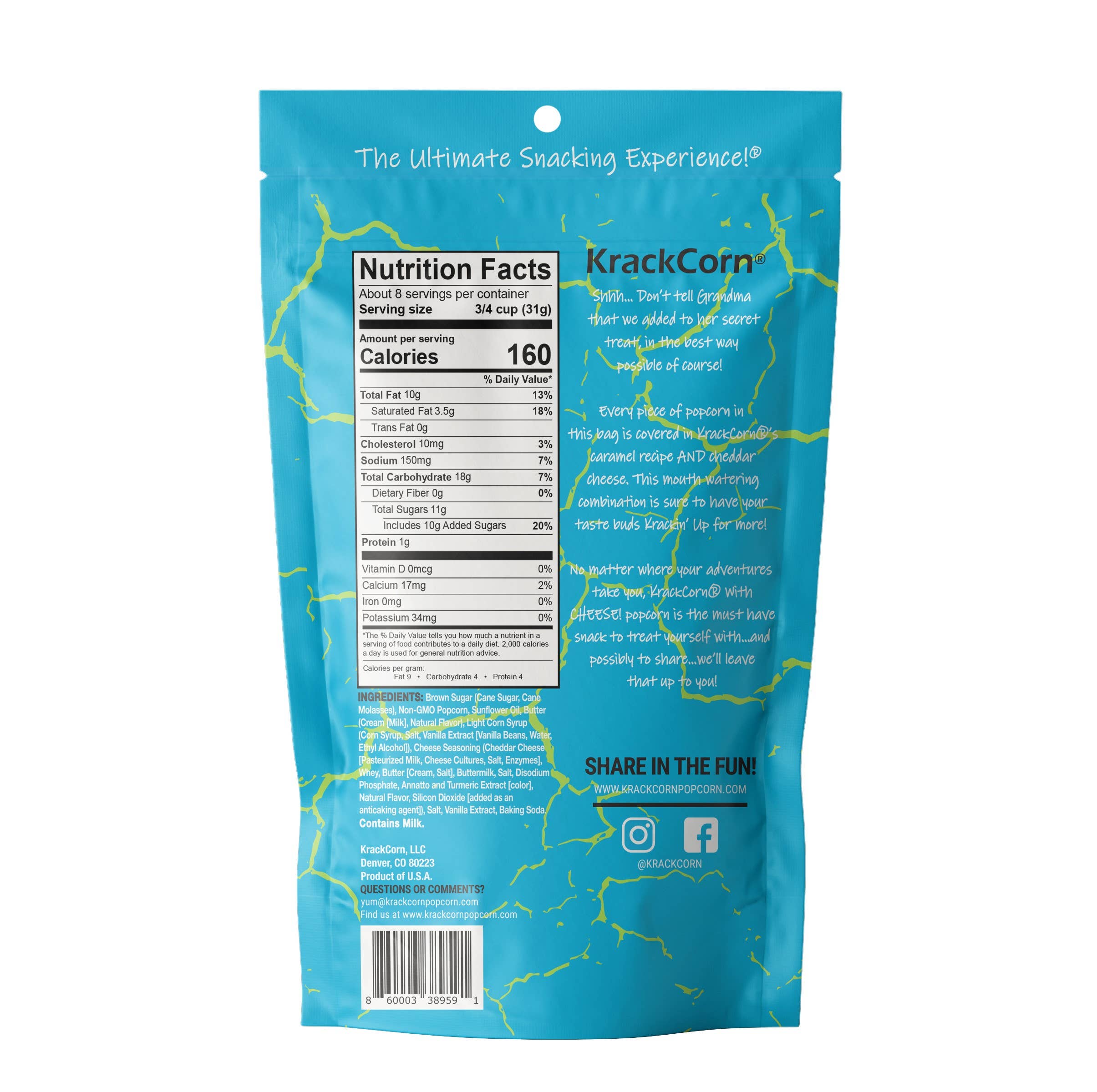 KrackCorn - Venta al por mayor Palomitas de maíz - ¡KrackCorn Palomitas de Maíz con Queso! 8.5oz - caja de 6 unidades2