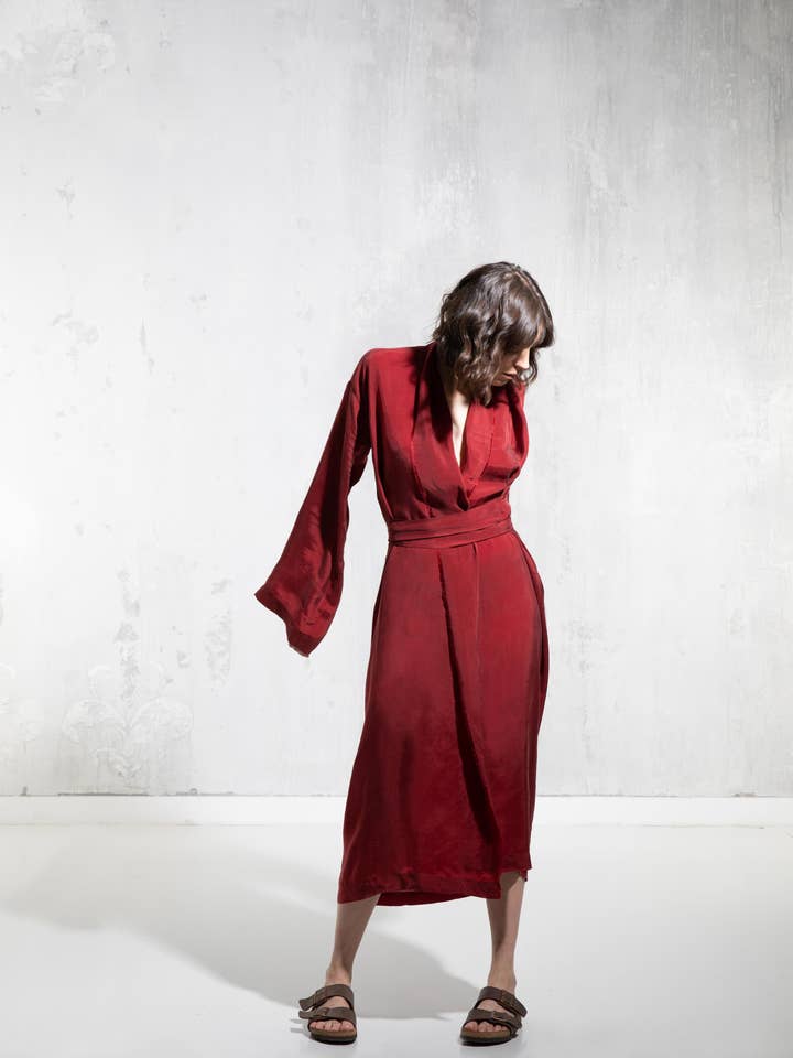 HOUMONGI Kimono dress 100% cupro for wholesale by ZEROBARRACENTO