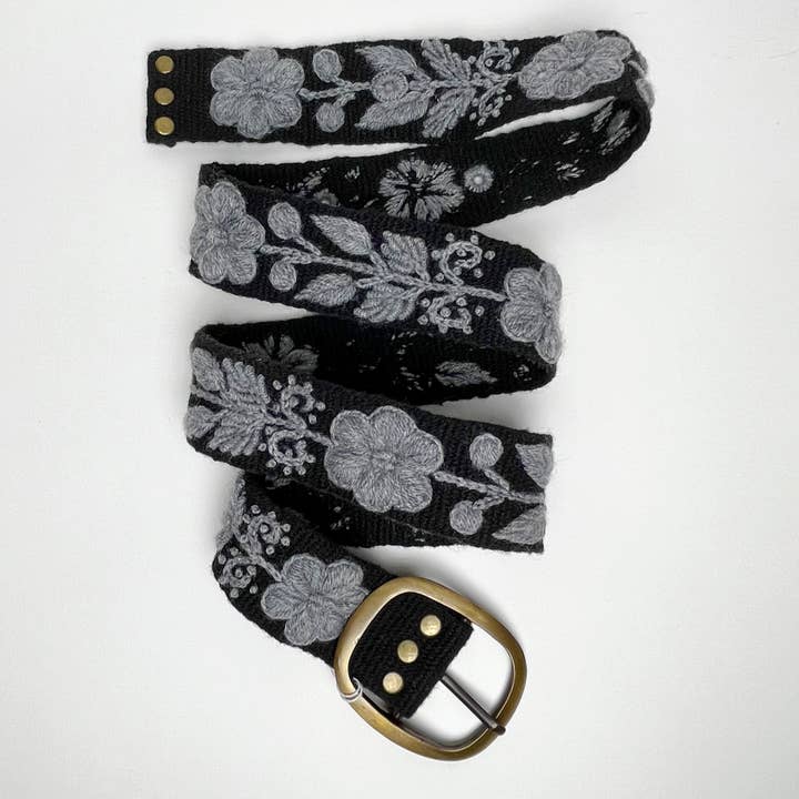 Artesana Love - Wholesale Belt - Women's - Midnight Blooms Wide Embroidered Belt