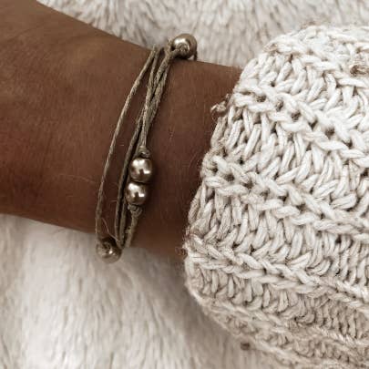 NATURE ET LIN - Wholesale Armband met kralen - DOUBLE PERLES - Armband van linnen en parel gemaakt in Frankrijk2