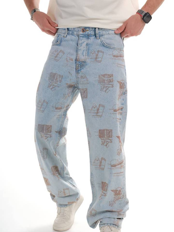 Premium Baggy Effect Printed Denim Jeans for wholesale by PremiumDenim