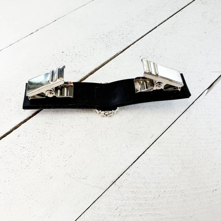 KardiKlips - Wholesale Belt - Women's - Black Leather & Rhinestones Cinch Clip for Dresses 2