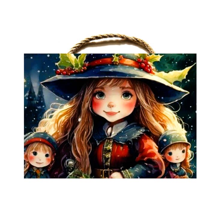 Wood Sign Christmas Elf with Matching Dolls for wholesale by Ron Knight Entertainment, LLC