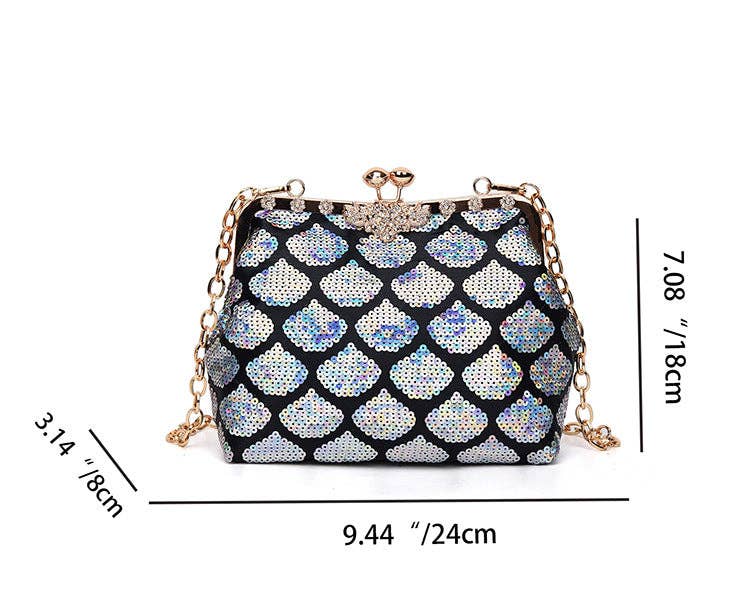 Ole - Wholesale Crossbody bag – Women's - Fish Scales Sequins Shell Shape Crossbody HB25533