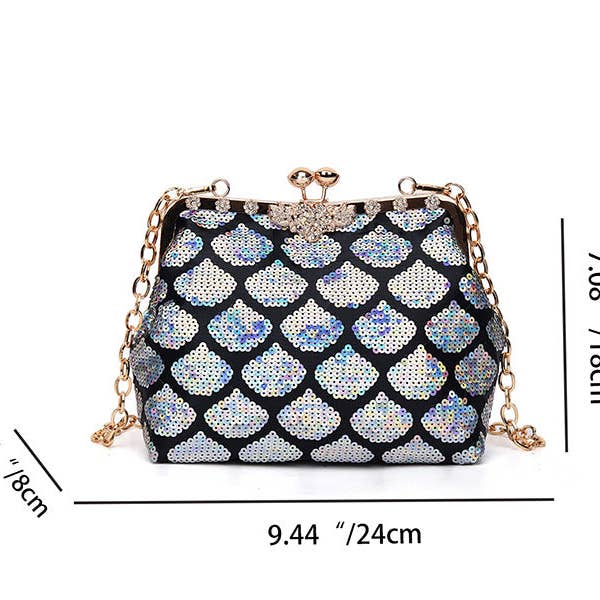 Ole - Wholesale Crossbody bag – Women's - Fish Scales Sequins Shell Shape Crossbody HB25533