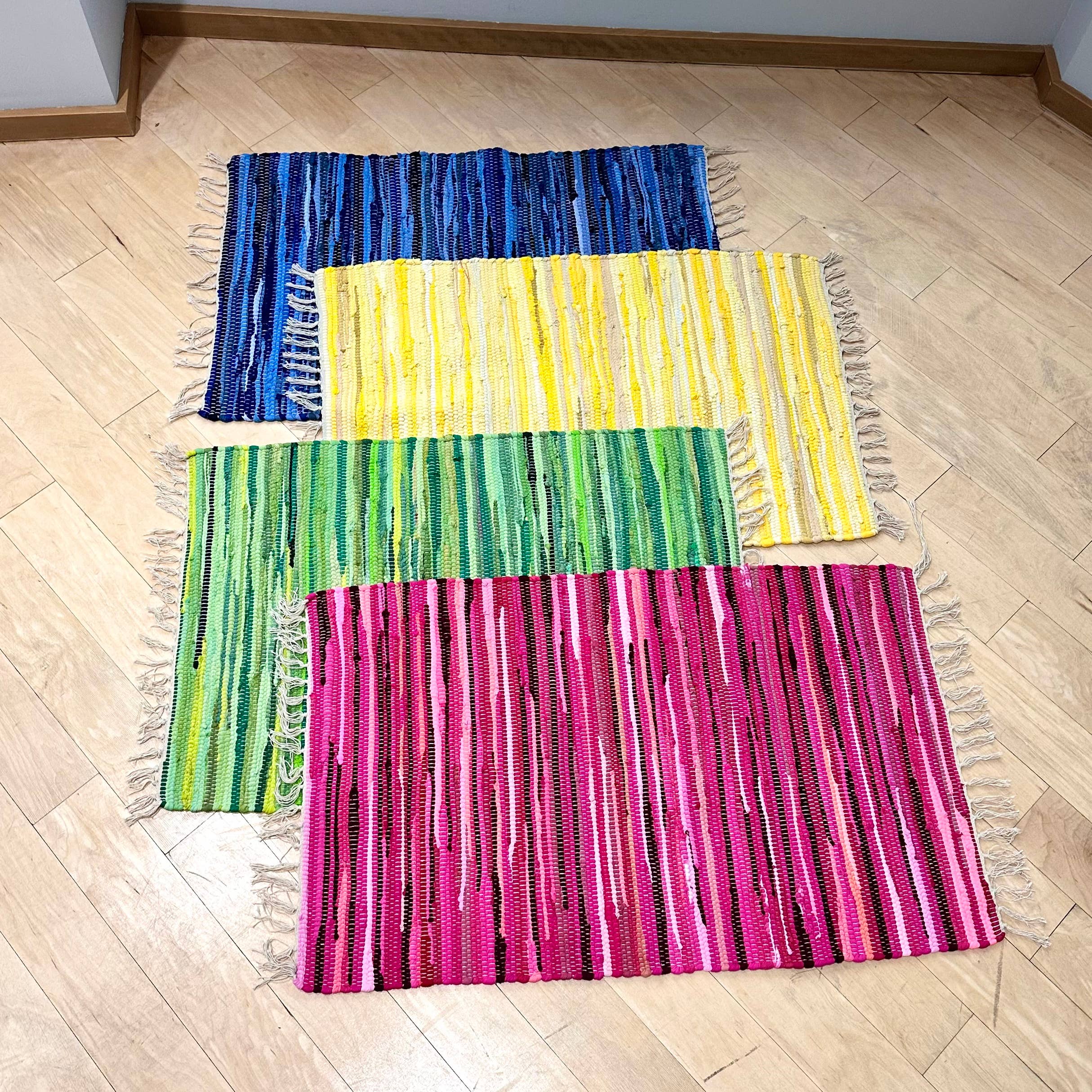 India Handicrafts Inc - Wholesale Area Rug - Fringe Jute Rugs, Assorted Colors, Set of 41