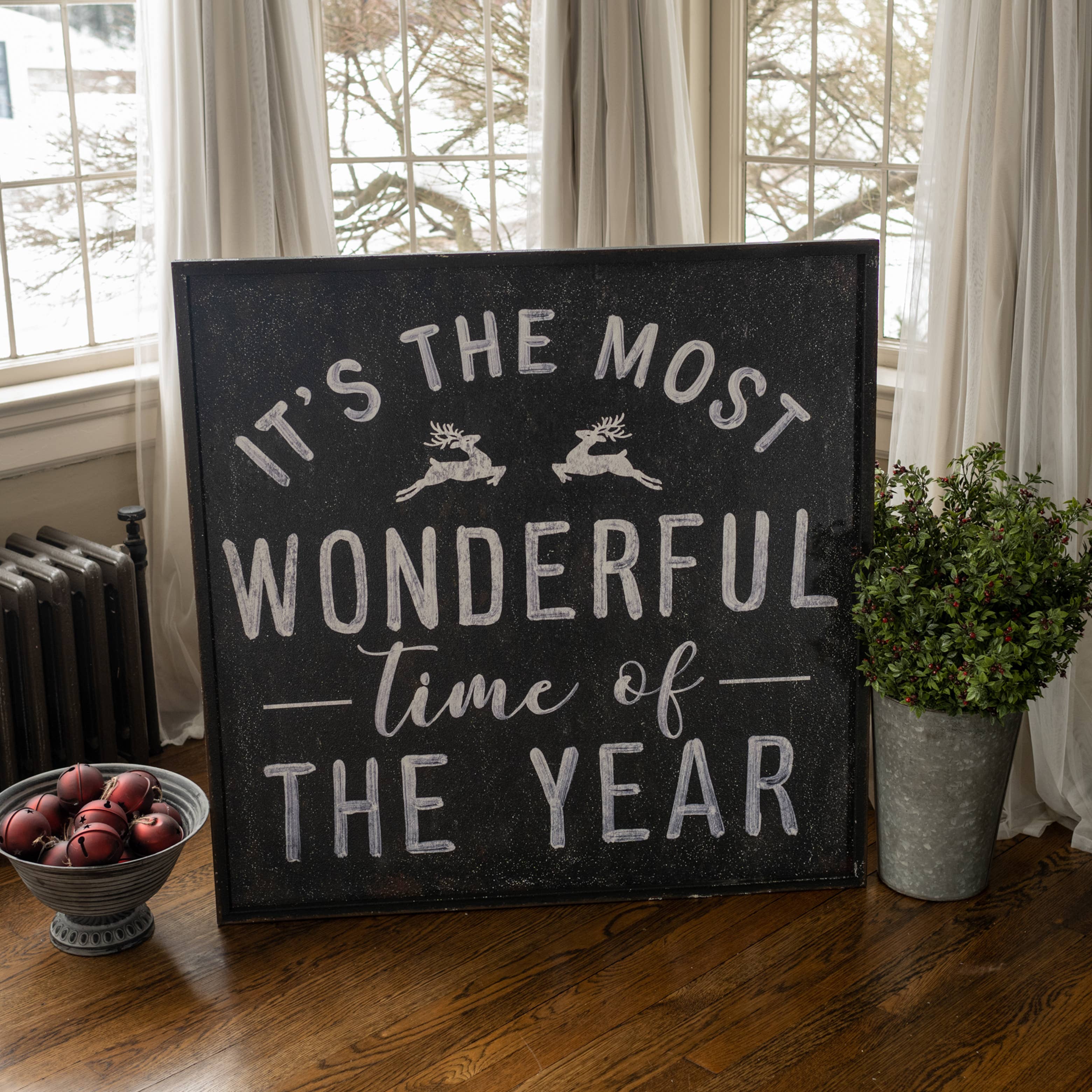 Ragon House - Wholesale Christmas Wall Art - BLACK & WHITE MOST WONDERFUL TIME SIGN3