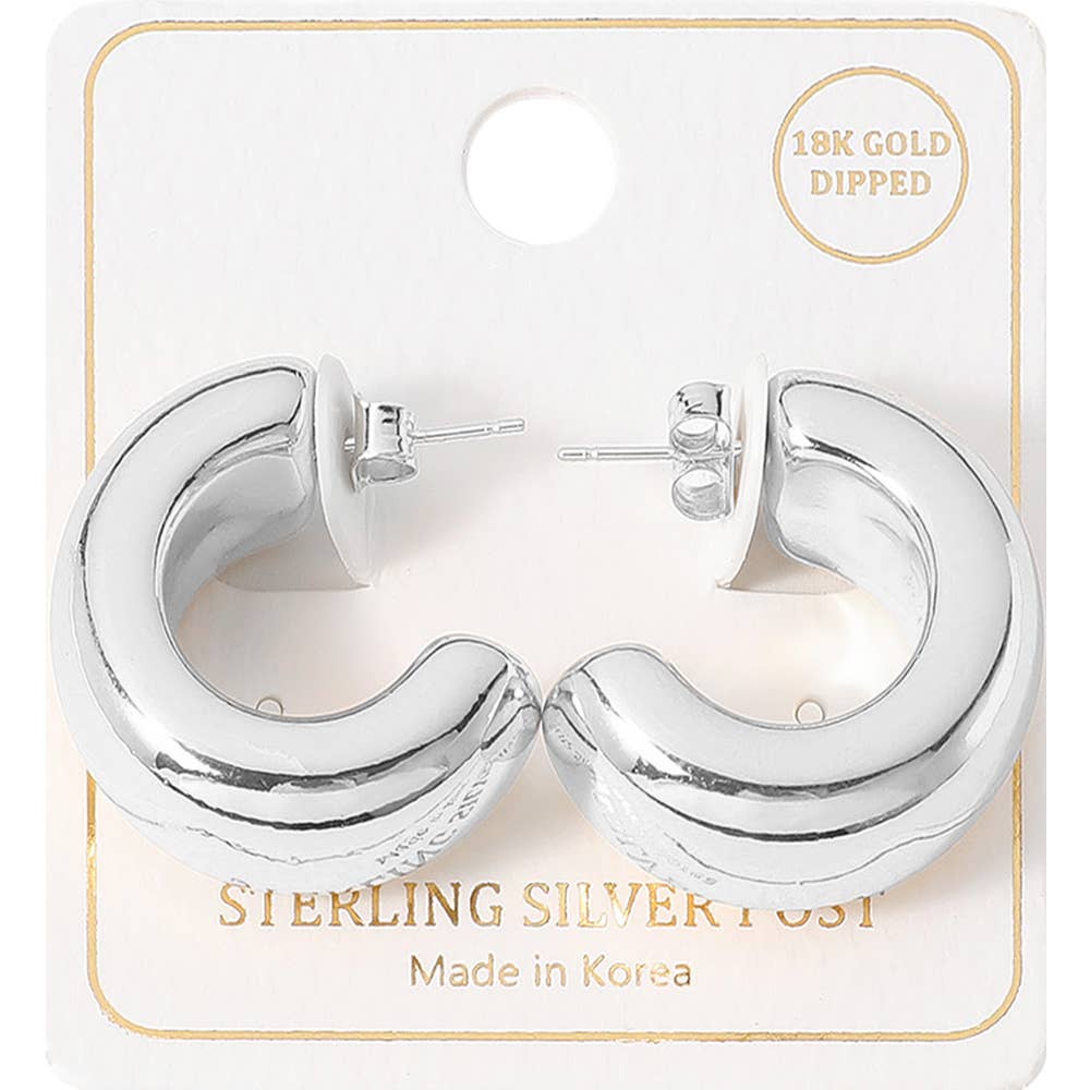 Sensibling Corp. – wholesale Hoop-örhängen – Silverpläterade örhängen i sterlingsilver med tjocka ringar0