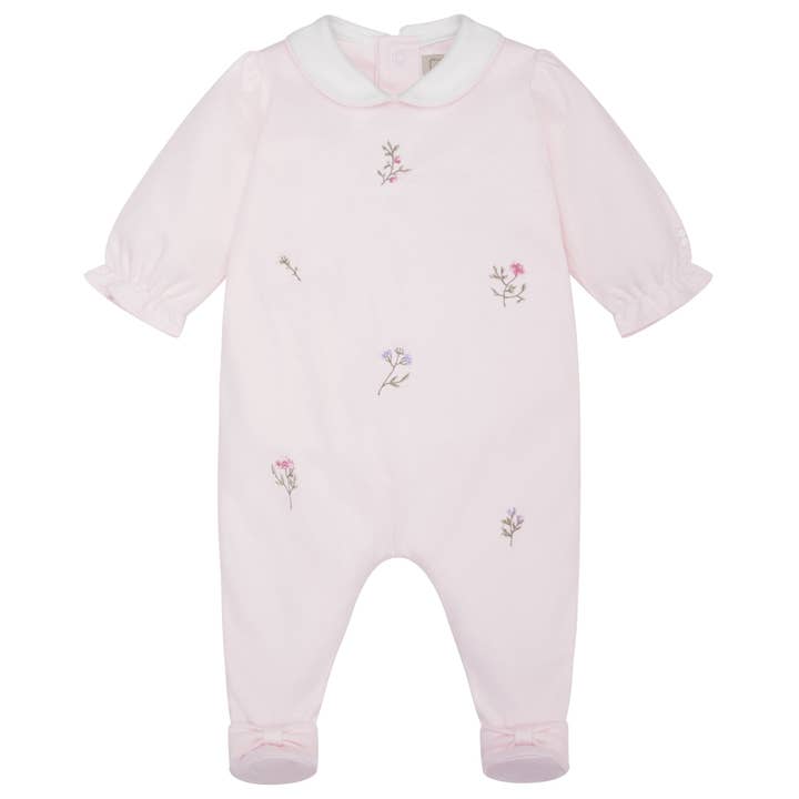 Tutina Rosa con Ricamo Floreale per Neonata Karen per la vendita all'ingrosso da parte di Emile Et Rose