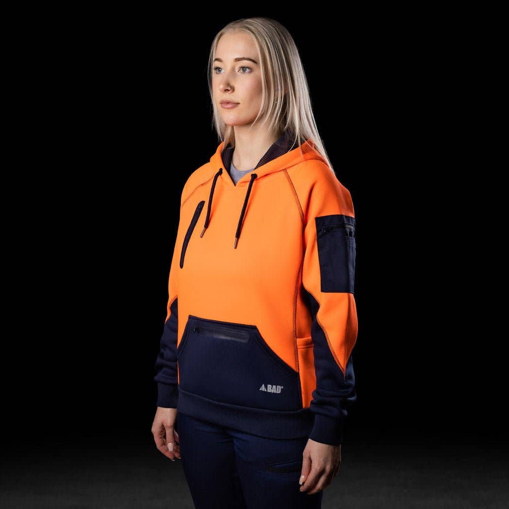 BAD WORKWEAR - Wholesale Hoodie - Women's - BAD WOMENS WATERPROOF RAIN-DEFEND™ HI-VIS FLEECE HOODIE1