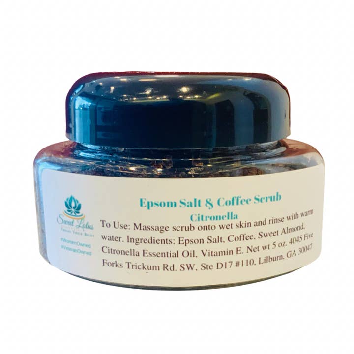 Gommage au sel et au café d'Epsom - Citronnelle pour la vente par Sweet Lotus Beauty