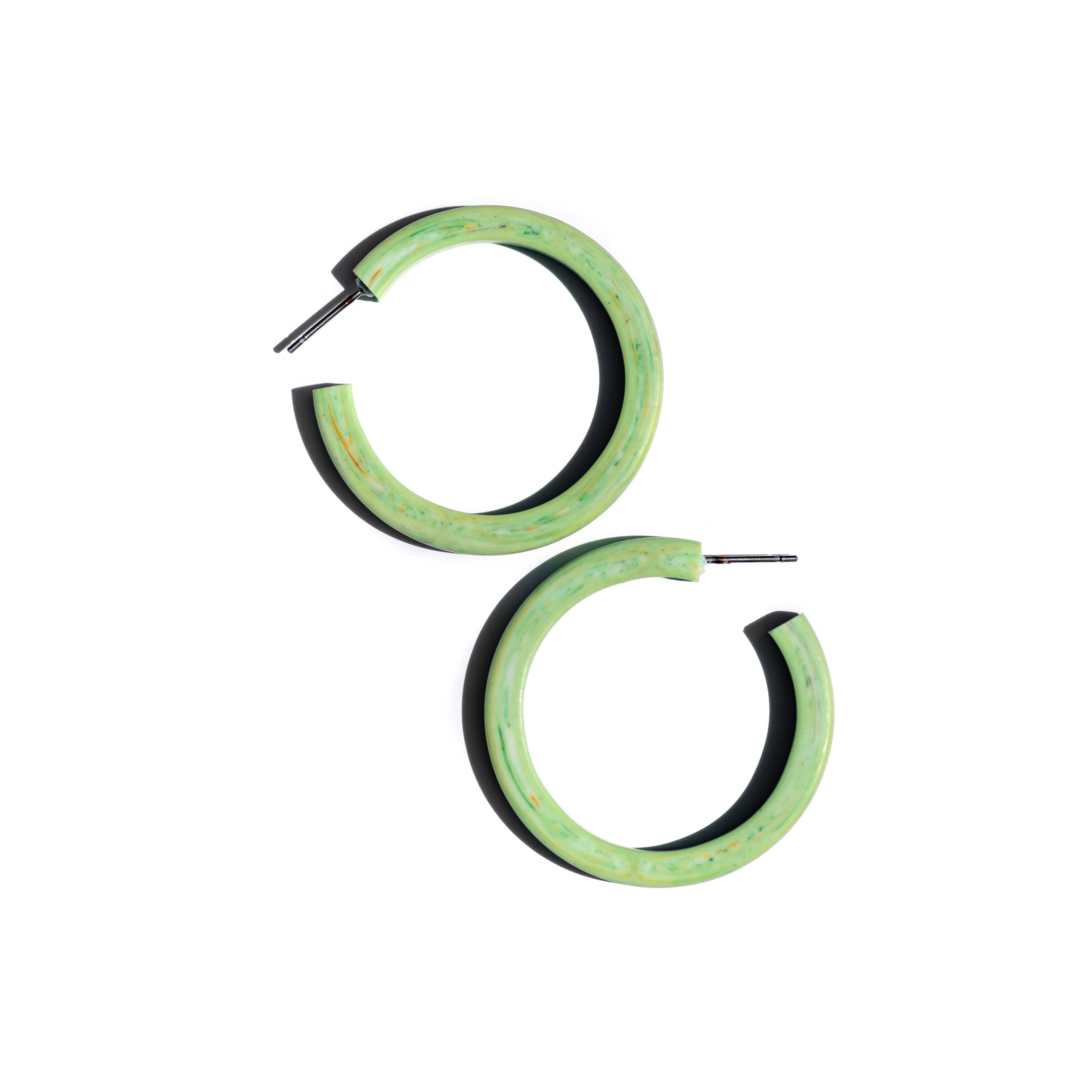 Leetie Lovendale - Wholesale Hoop Earrings - Mint Green Marbled Matte Classic Hoop Earrings4