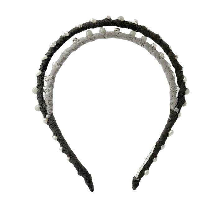 Halo natuursteen en chiffon hoofdband in twee kleuren voor wholesale door Anthemis Paris