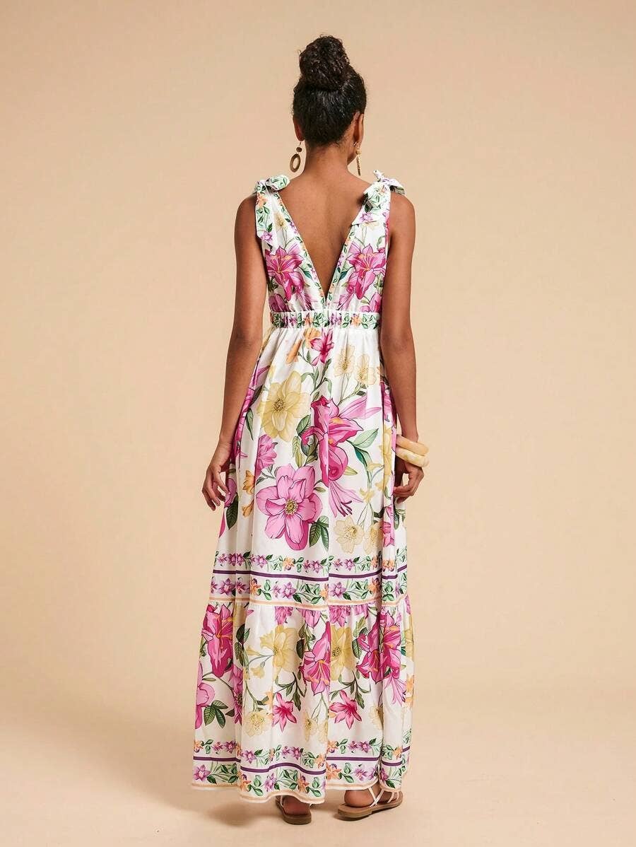 Rosa Clothing - Wholesale Dress - Women's - straps shoulder Tropical Floral print resort maxi dress20