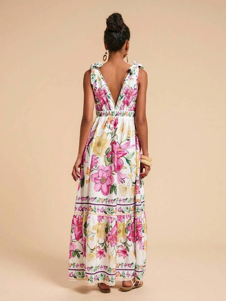 Rosa Clothing - Wholesale Dress - Women's - straps shoulder Tropical Floral print resort maxi dress20