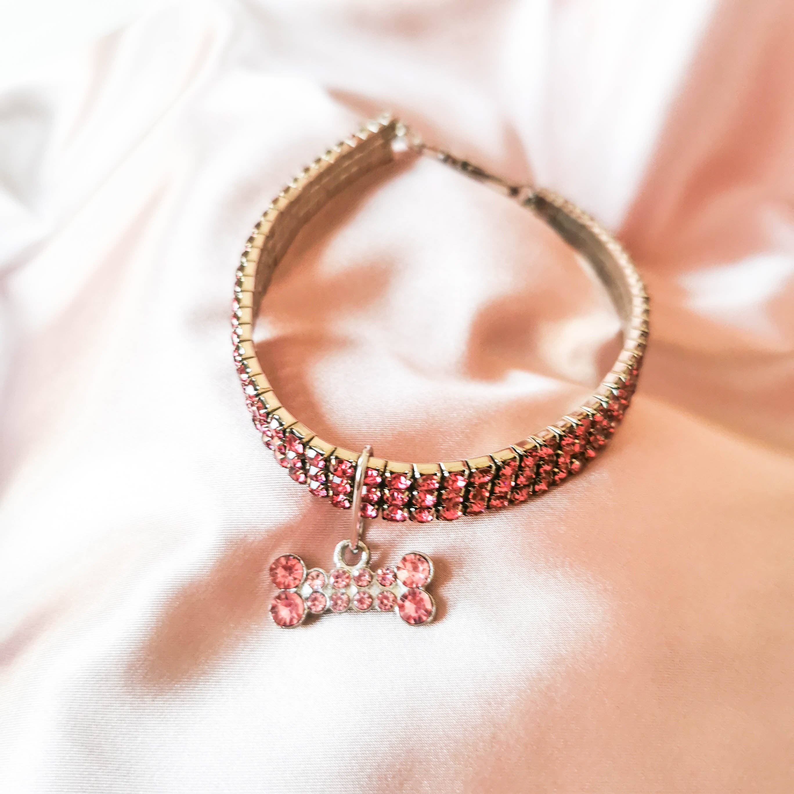 Channyfinds - Vente Collier – chat et chien - Collier élégant pour animaux avec strass et breloque | Pour chats et chiens1