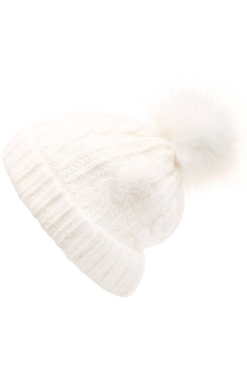 Fashion City - Venta al por mayor Gorro de lana - Mujer - Gorro con forro de sherpa tejido de cable difuso para mujer8