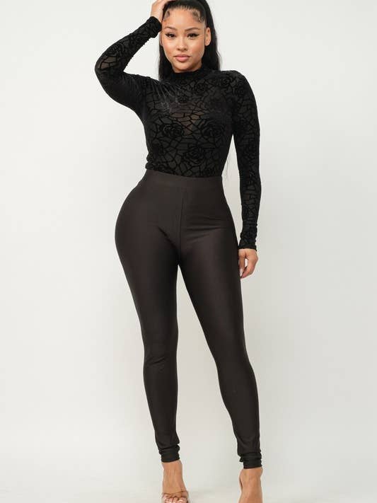 Conjunto de pantalones en forma de body con estampado de terciopelo Burn Out para venta al por mayor de Belita Collection