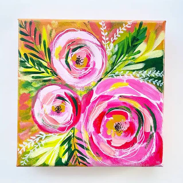 Maleri "Farverige Blomster" 20 x 20 cm for engroshandel hos Poppydesign