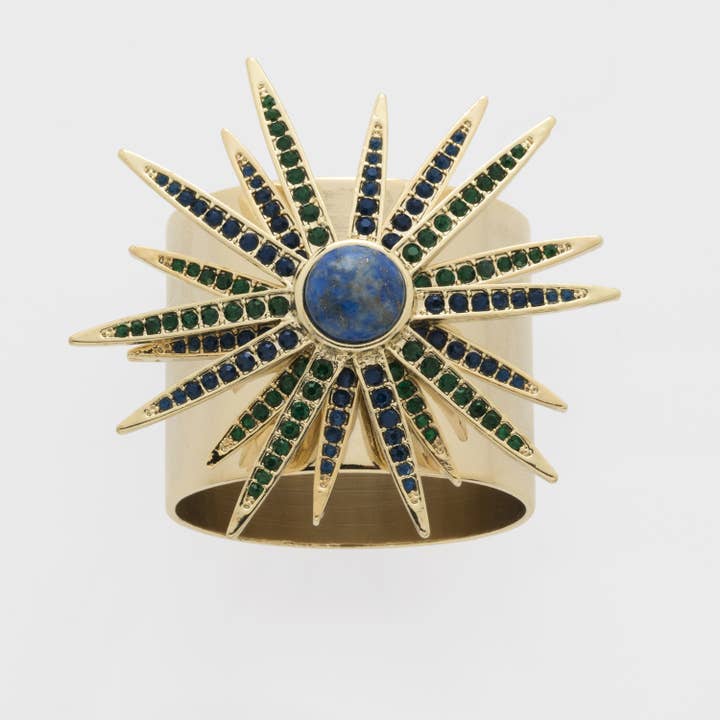 Starburst napkin rings, lapis, set of two for wholesale by Joanna Buchanan