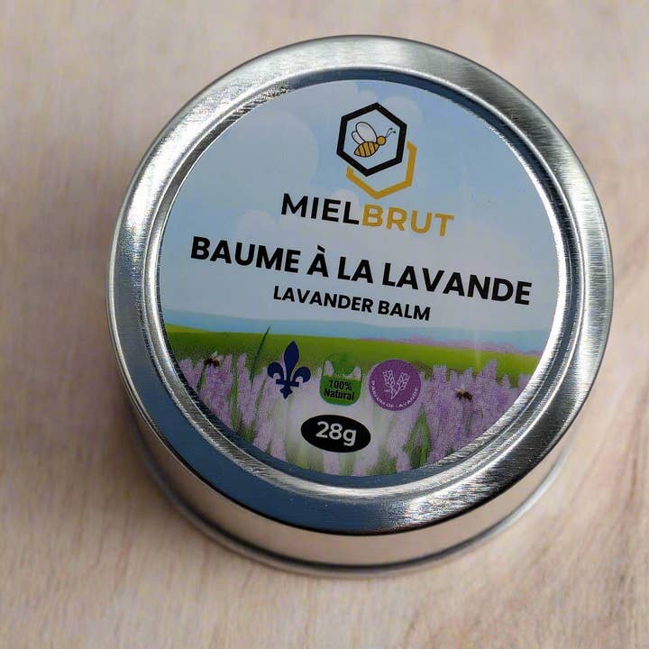 Baume à la cire d'abeille à la lavande 1 oz – Soulagement apaisant pour la peau sèche et les lèvres pour la vente par Mielbrut.com