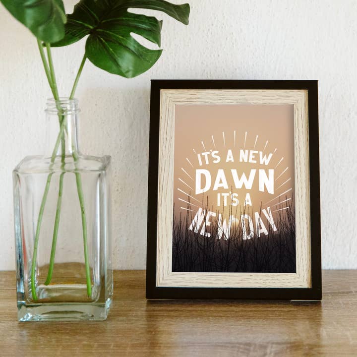 New Dawn, New Day “5x7” Hand Lettering Art Print for wholesale by CWB Designs