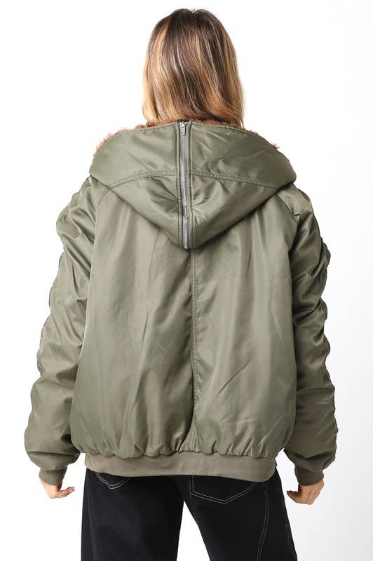 Brun Olive Blouson Bombardier Oversize Noah en vente sur Faire6