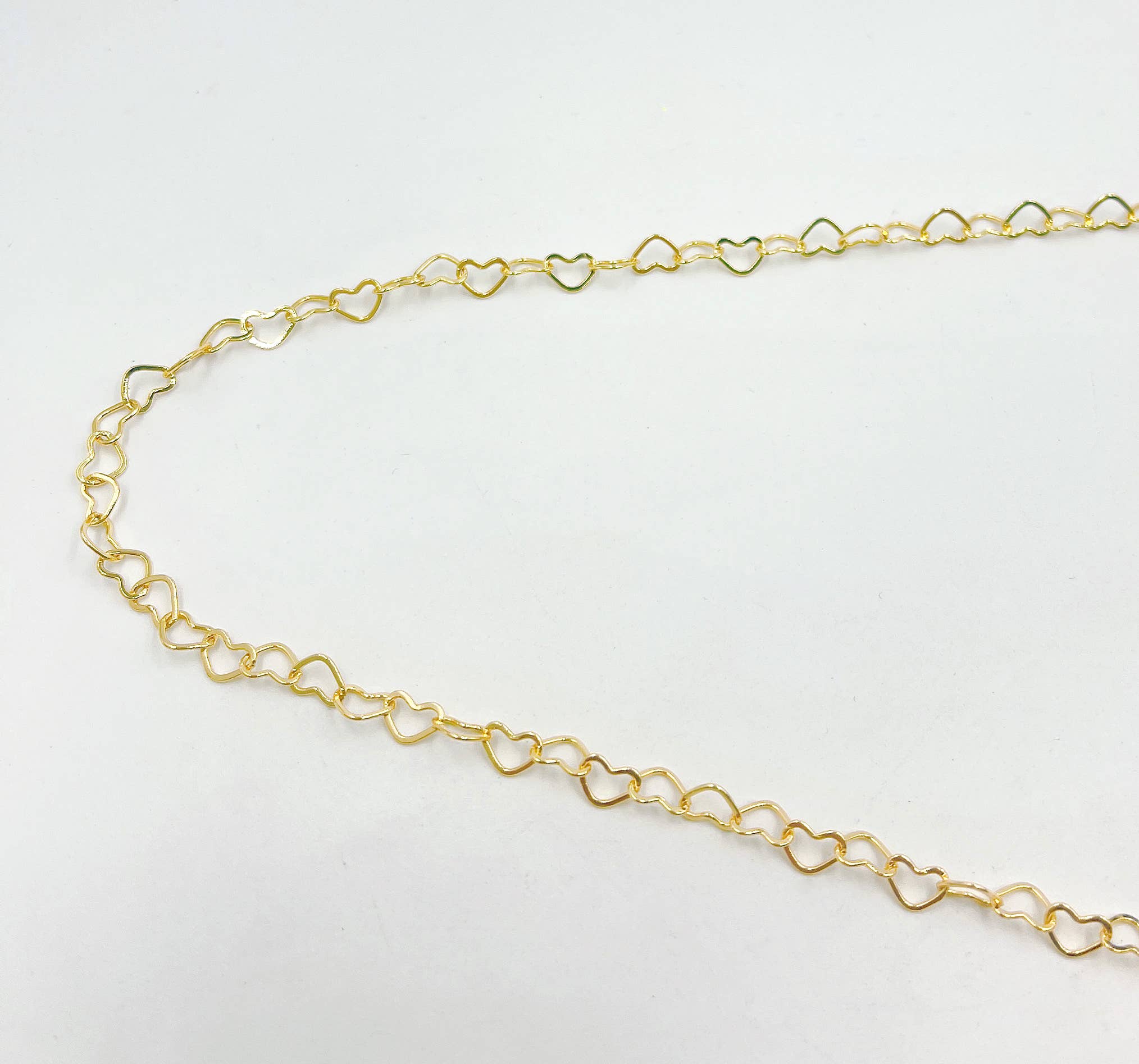 Beads Creation - Wholesale Craft supplies - Heart Charm Gold Chain by Foot, DIY Jewelry Making CH2337