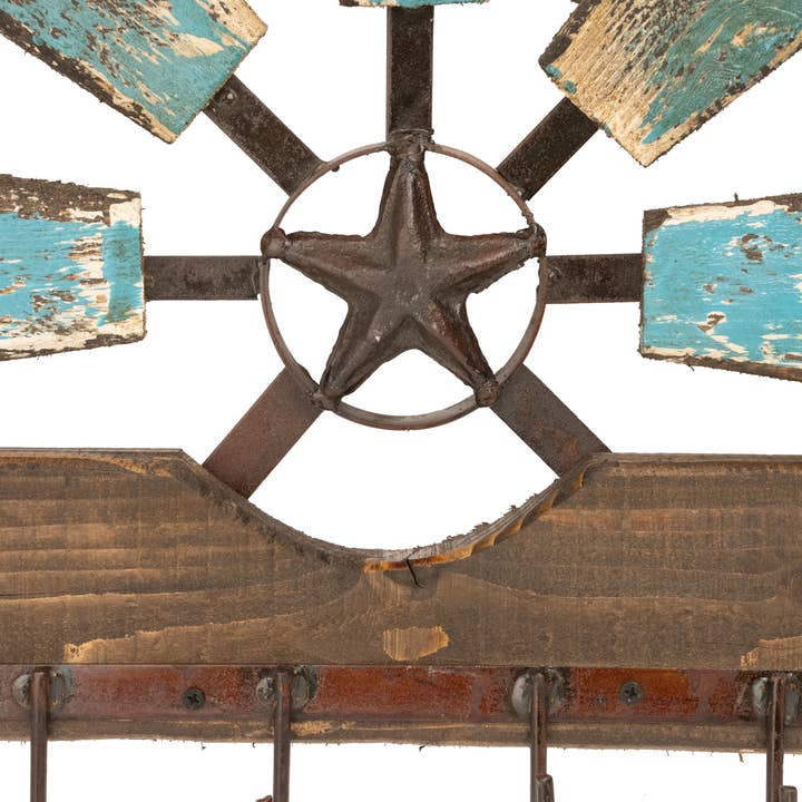 My Amigos Imports - Venta al por mayor Papel pintado 3D - Perchero de pared con estrella rústica de madera y hierro, estilo occidental, 51x41x8 cm1