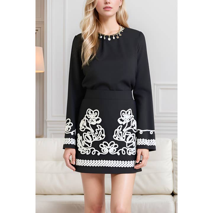 X9367CS Shell Trim Embroidered Two-Piece Set for wholesale by XHHH Inc