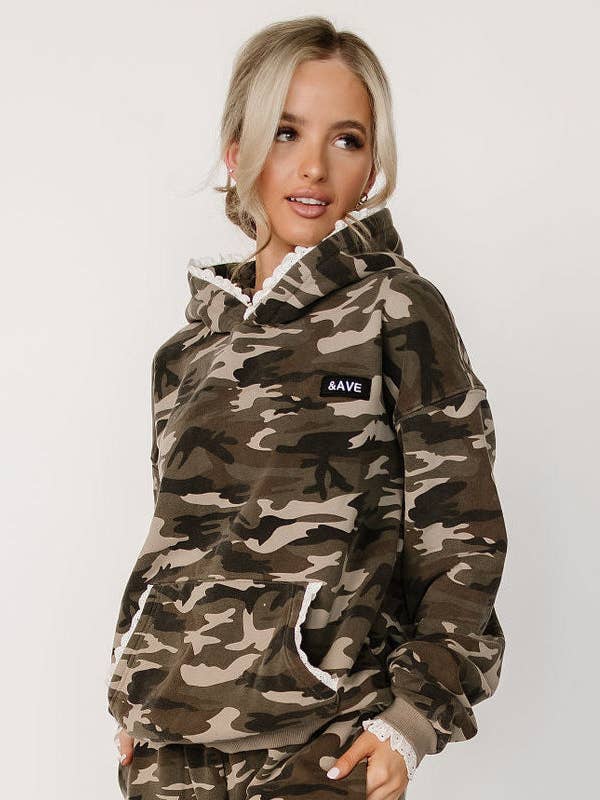 Comfort Zone Hoodie - Camo Lace for wholesale by Ampersand Avenue