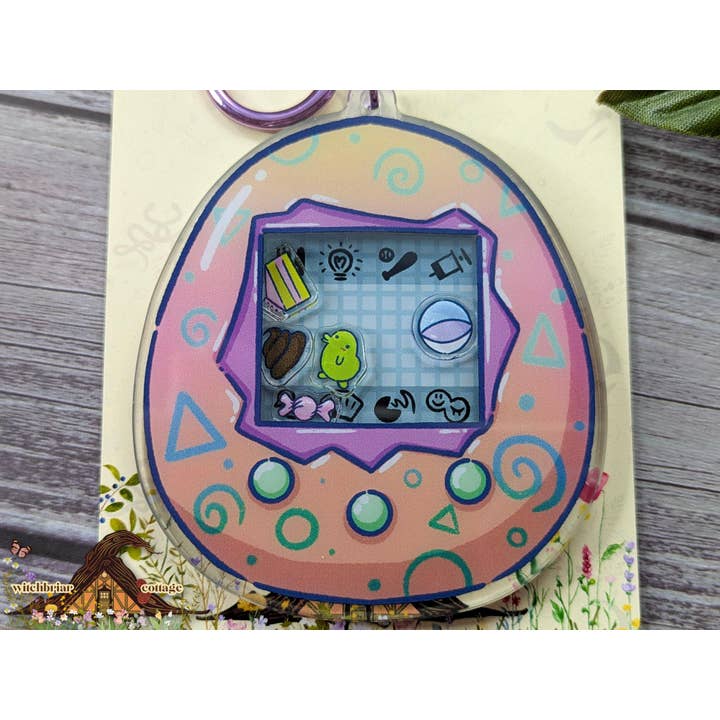 Porte-clés Shaker Tamagotchi Kuchipatchi 3,5" Nostalgie des années 90 pour la vente par Witchbriar Cottage