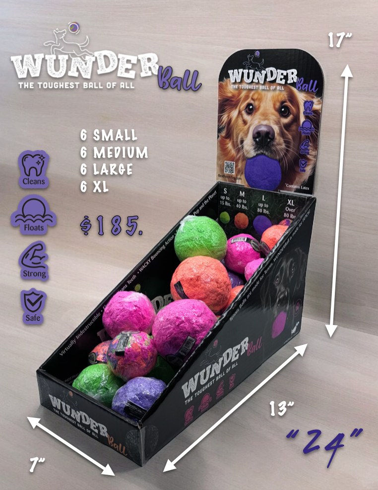Multi DISPLAY 24 - BEST FETCH TOY! WUNDERBALL with 24 Balls! for wholesale on Faire2