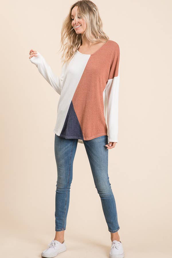 lovely melody - Vente Haut en maille – femme - LMT124 - Haut en maille colorblock en cachemire 17