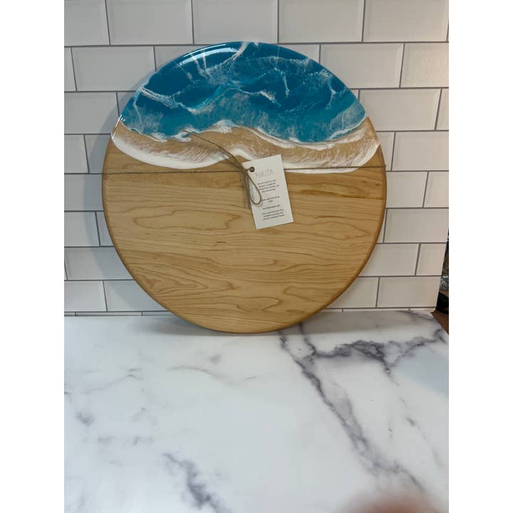 Nikita Fine Art LLC - Wholesale Cheese Board - Madison Maple Round cheese and charcuterie board 15"