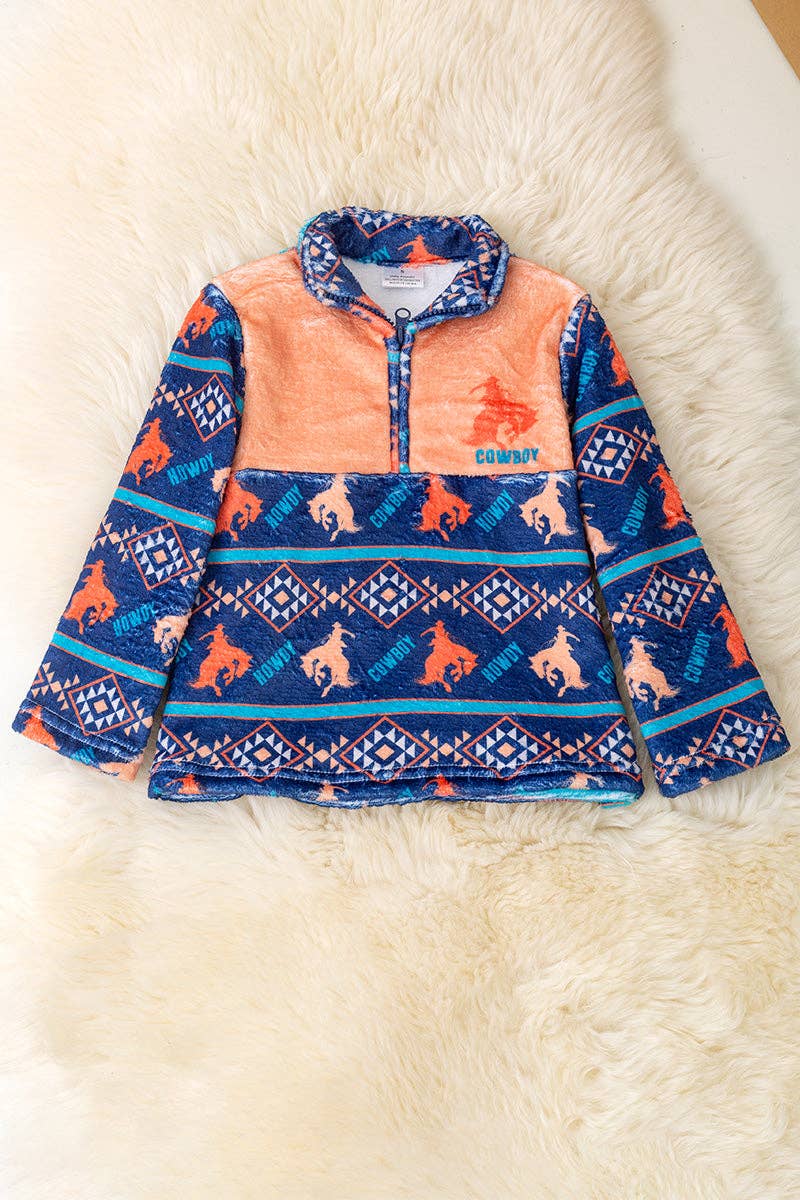 Kids Charm Online - Wholesale Sweatshirt - Kids - Howdy" Horse rider printed pullover sweater. TPB50514 JEAN0