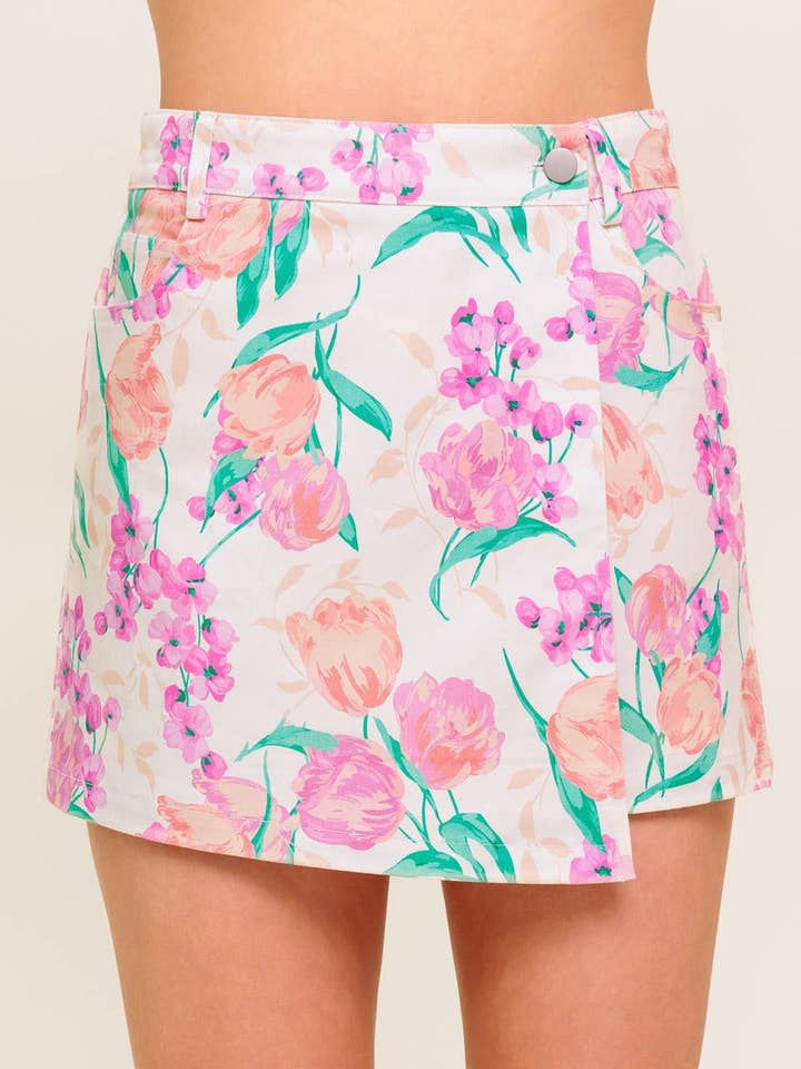 PL7581 - SKORT TECIDO ESTAMPADO por atacado de Peace Love Line