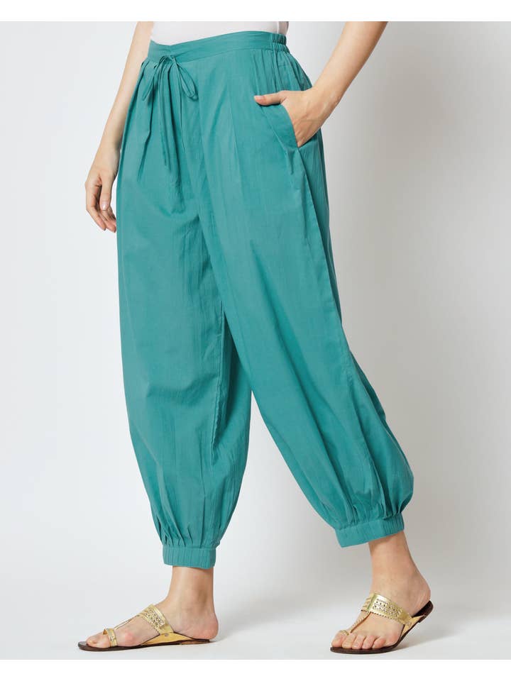 Thevasa – Großhandel Hose – Damen – 100% Baumwolle Salwar - Grüner Schimmer