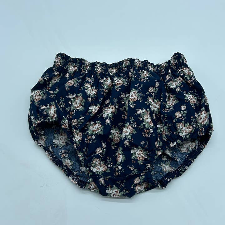 Shorts motifs fleuris bébé fille 1-3 ans coton bleu pour la vente par papaoutai