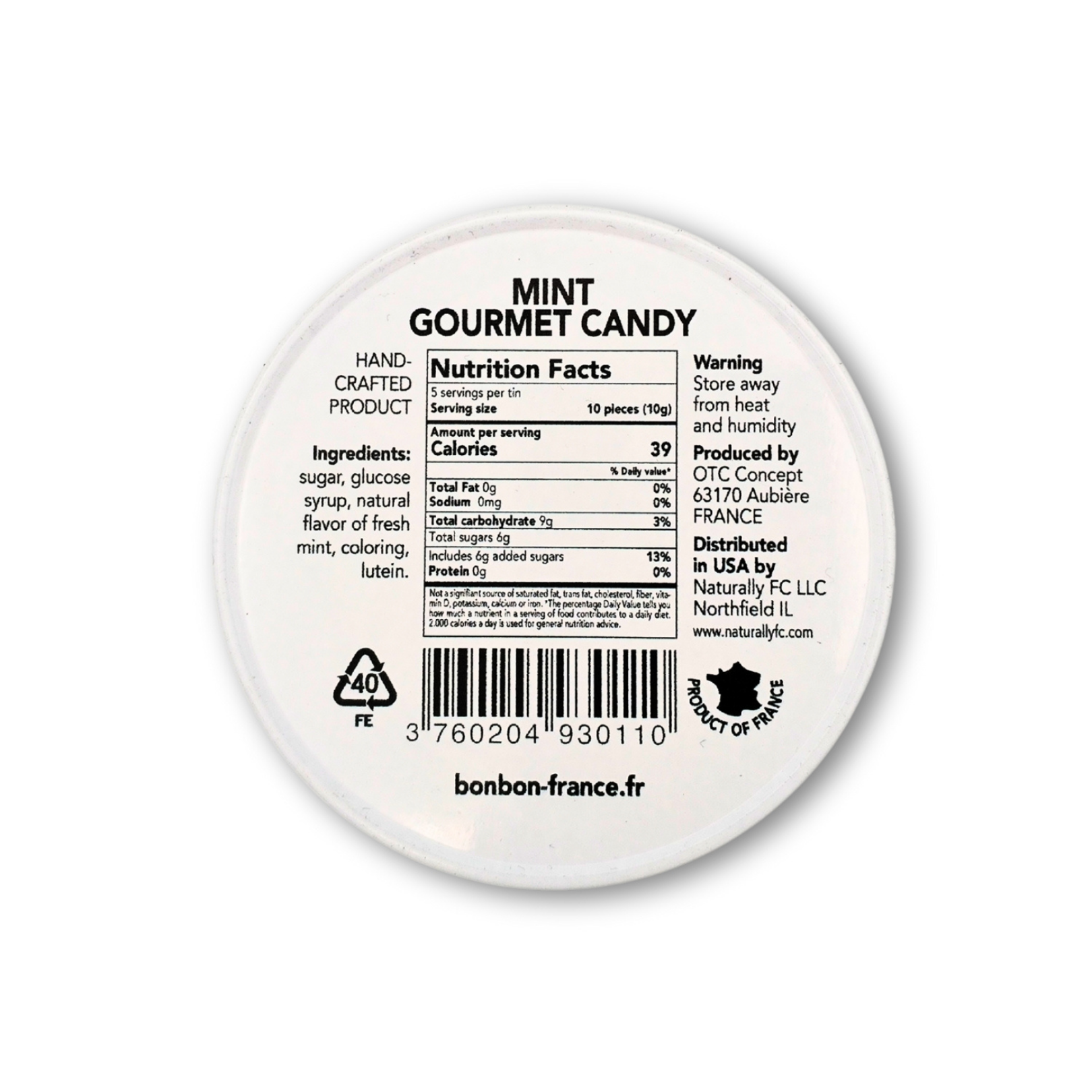 Bonbon USA France - Wholesale Hard Candy - Saint Ange Fresh Mint - French Gourmet Natural Candy Tin2
