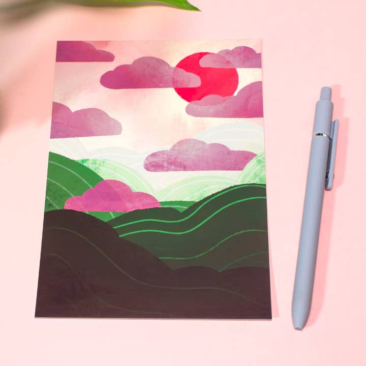 Sunrise Hills Art Print for wholesale by Whimsydew Art