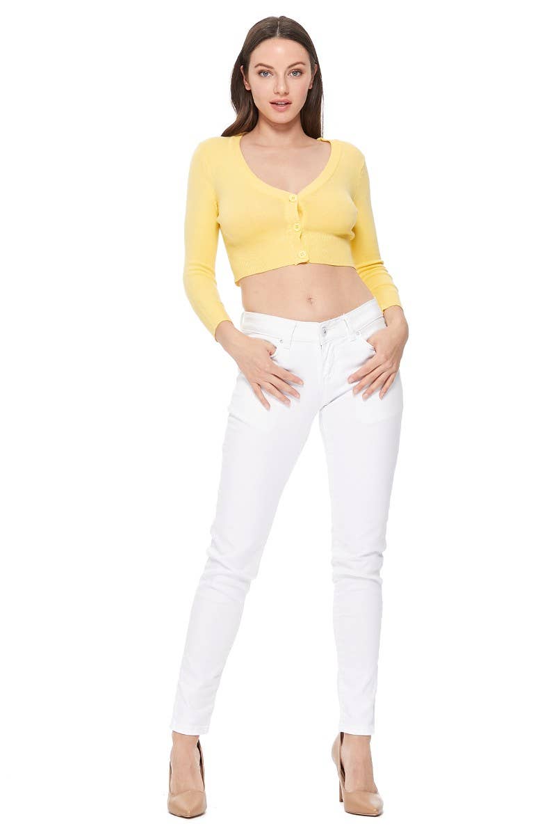 Mak - Wholesale Cardigan - Women's - Cropped Bolero 3/4 Sleeve V-Neck PLUS size Cardigan CO129PL121